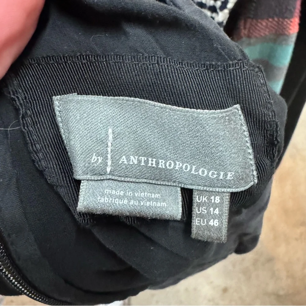 Anthropologie Mixed Up Mini Dress black size 14 100% viscose women’s - Picture 4 of 5